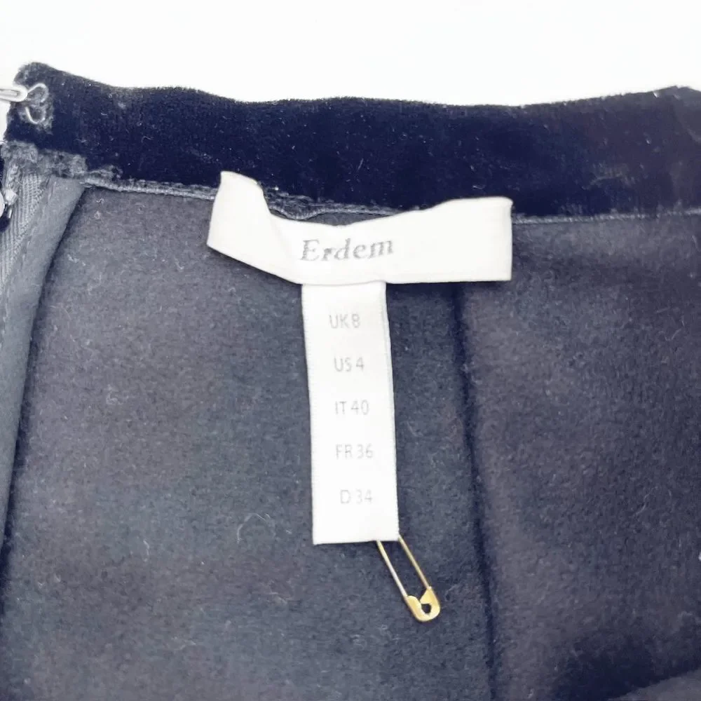 Erdem‎ Women's Black Back Zip Mini Skater Skirt Size 4